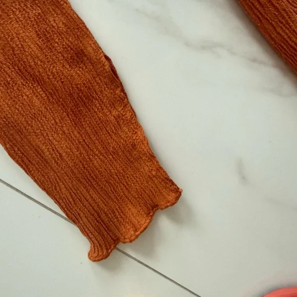 Camila Coelho NEW Orange Long Sleeve Dress Sz M cute slits on arms. Flattering - Picture 4 of 5